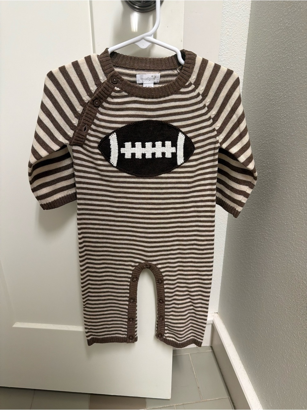 Striped Brown & Cream Football Knit One-Piece